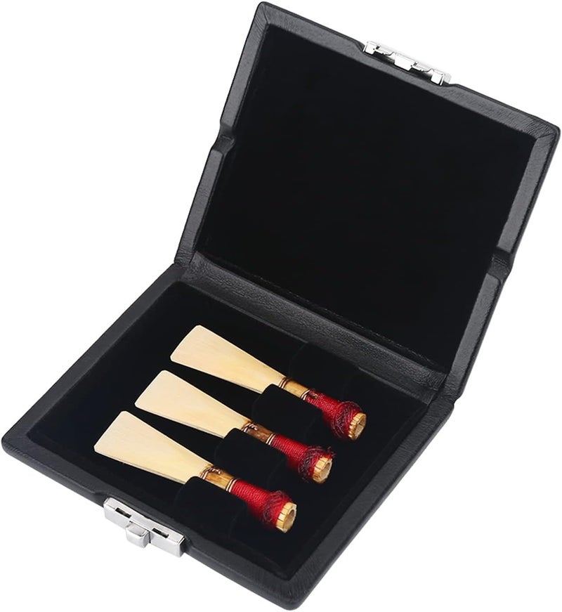 Fydun Bassoon Reeds Medium Box, 3pcs Bassoon Container Box Case PU Leather Cover with Slots（No Reeds） - Image 1